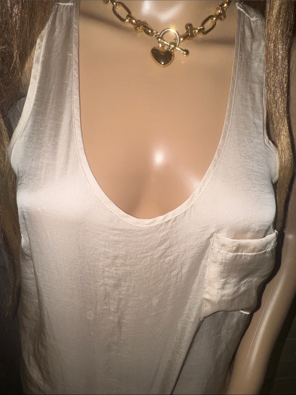 Light Cream Scoop Neck Tank Top - Women's